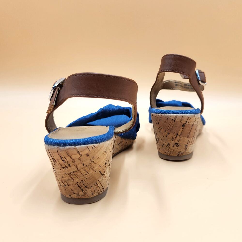 Sugar Big Girls Denim Blue Palmier Summer Cork Wedge Sandals Size Kids 4M - Picture 6 of 7